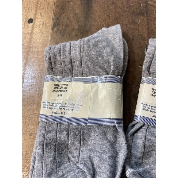 Vintage NORDSTROM Grey Ribbed Knee High Socks Set 2 Pair New Tags 9-11 Retro - Picture 10 of 15